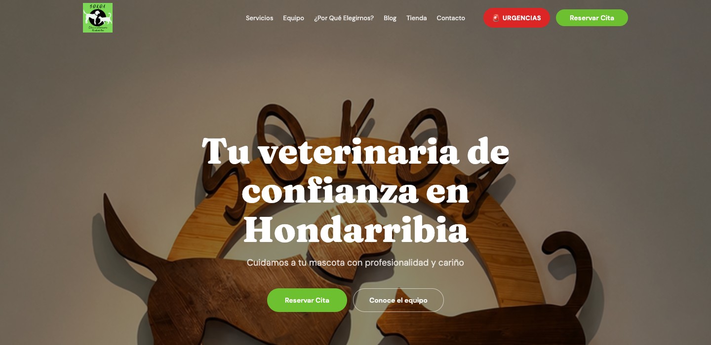 Web Clínica Veterinaria Sokoa